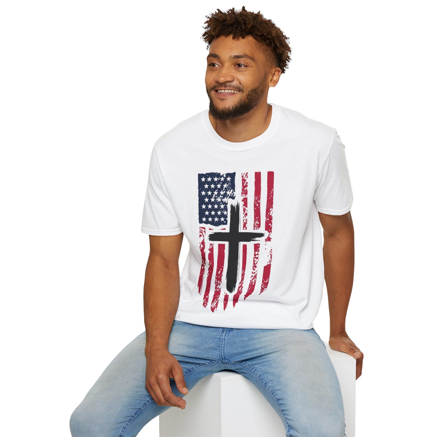 Unisex Cross in Flag Softstyle T-Shirt