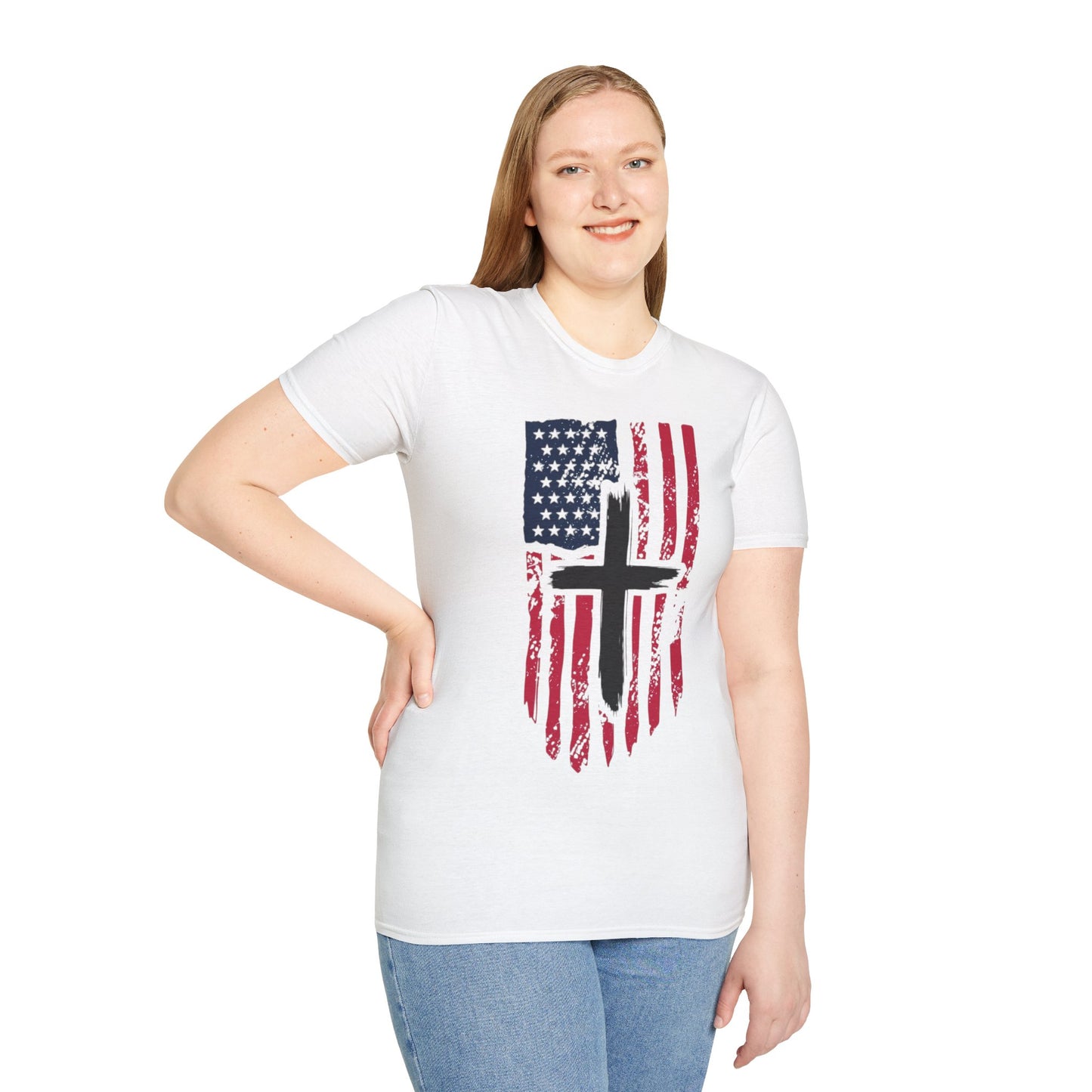 Unisex Cross in Flag Softstyle T-Shirt