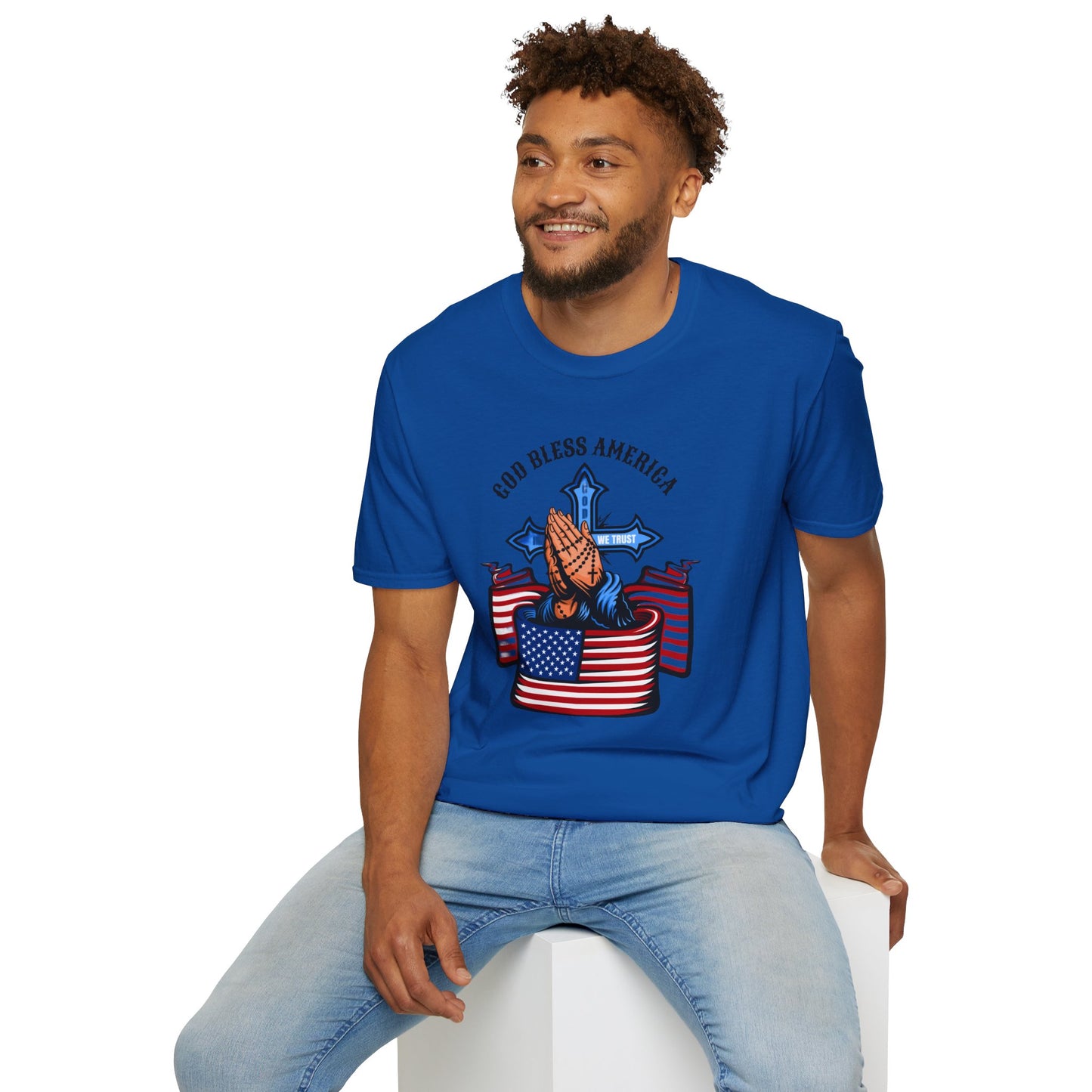 Unisex God Bless America Praying Hands Softstyle T-Shirt