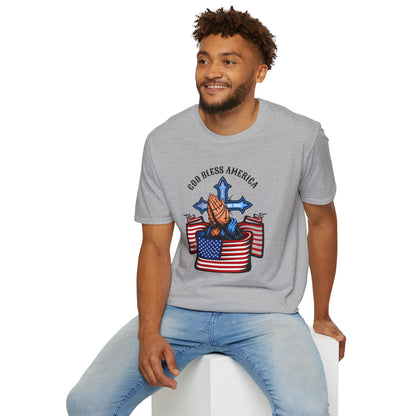 Unisex God Bless America Praying Hands Softstyle T-Shirt