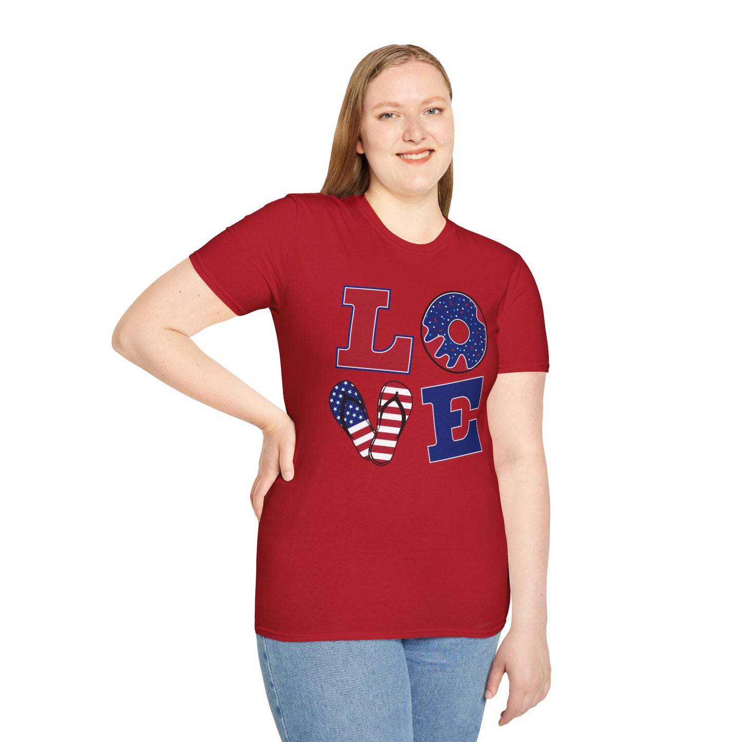 Unisex Love and USA Softstyle T-Shirt
