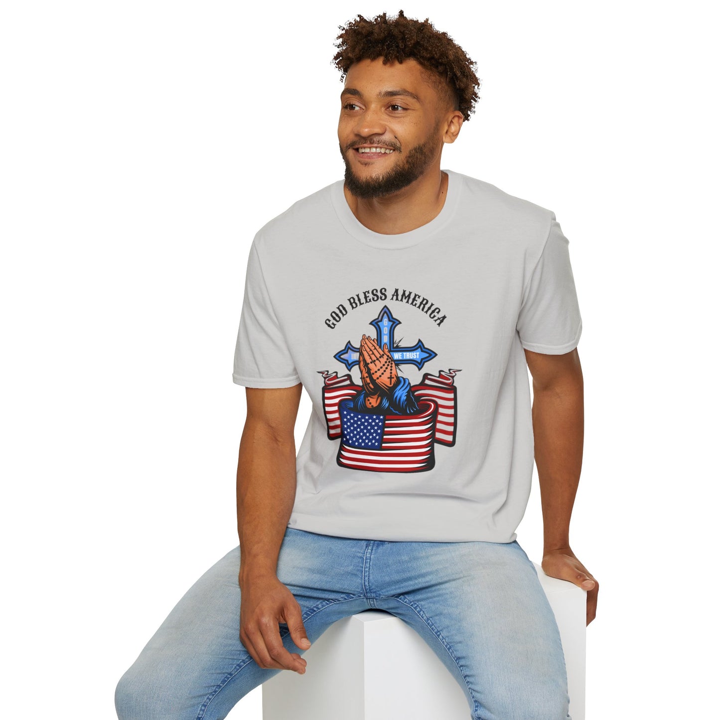 Unisex God Bless America Praying Hands Softstyle T-Shirt