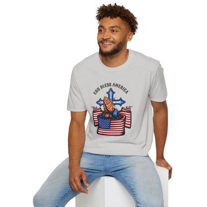 Unisex God Bless America Praying Hands Softstyle T-Shirt