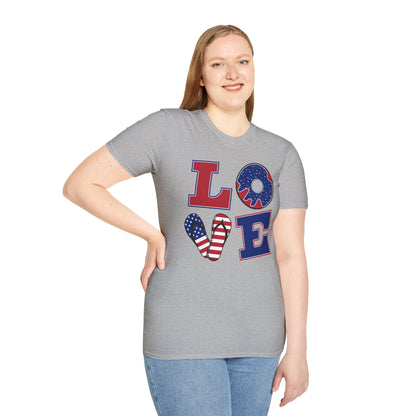 Unisex Love and USA Softstyle T-Shirt