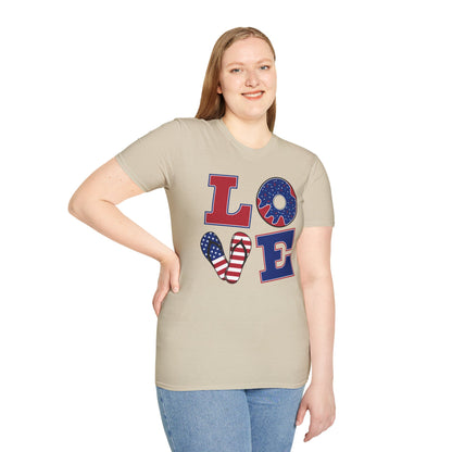 Unisex Love and USA Softstyle T-Shirt