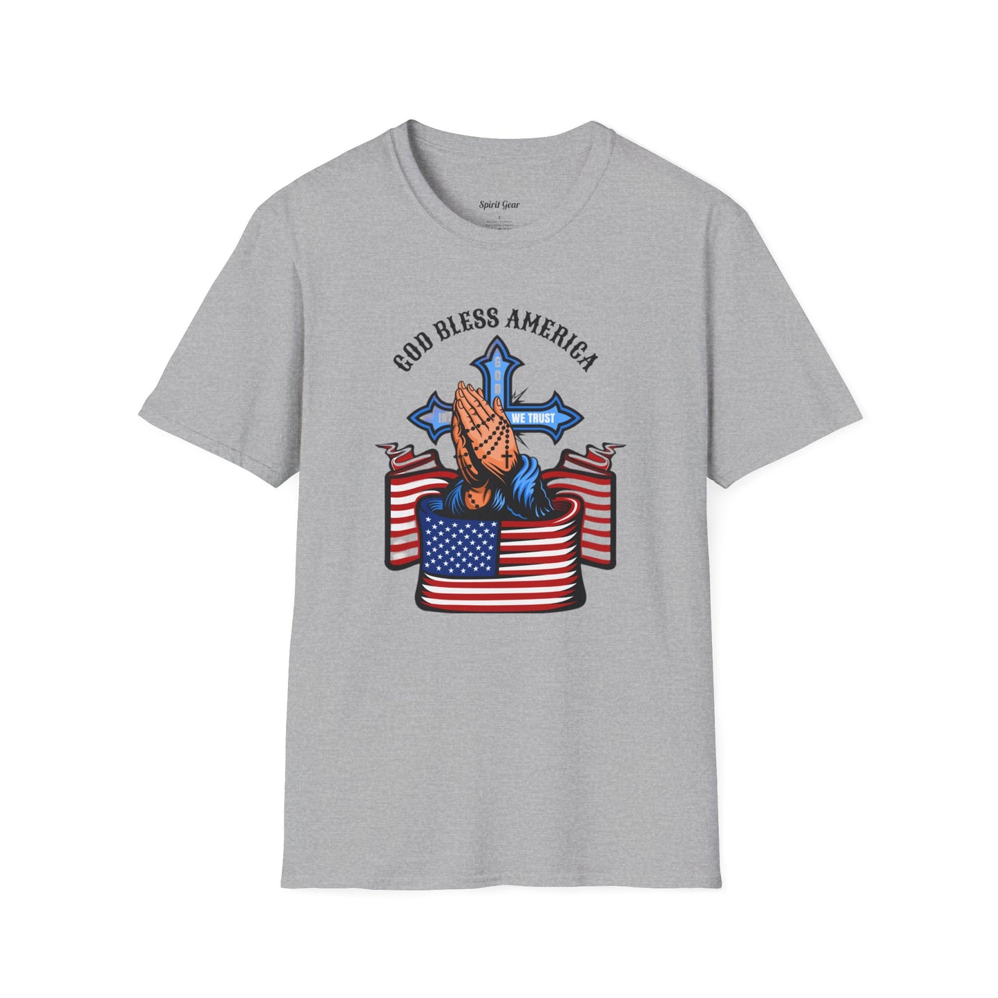 Unisex God Bless America Praying Hands Softstyle T-Shirt