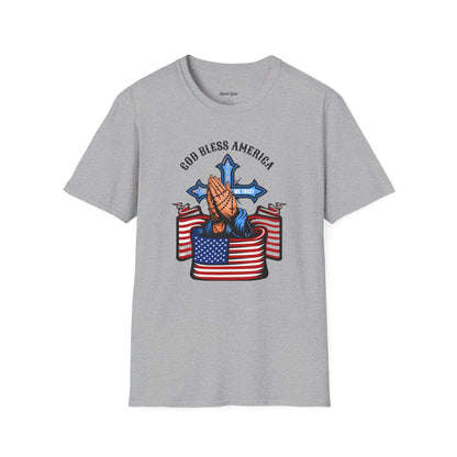 Unisex God Bless America Praying Hands Softstyle T-Shirt