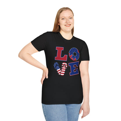 Unisex Love and USA Softstyle T-Shirt