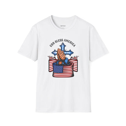 Unisex God Bless America Praying Hands Softstyle T-Shirt