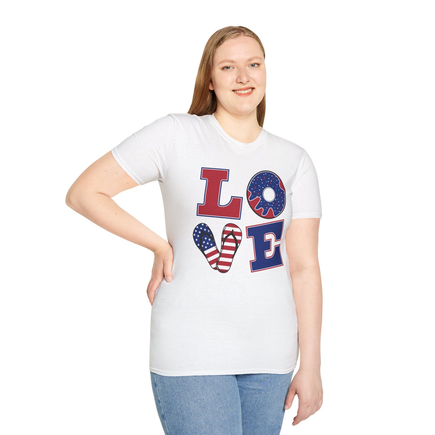 Unisex Love and USA Softstyle T-Shirt