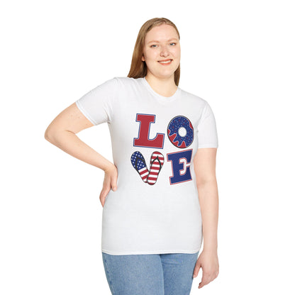 Unisex Love and USA Softstyle T-Shirt