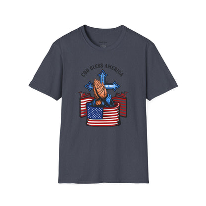 Unisex God Bless America Praying Hands Softstyle T-Shirt