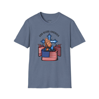 Unisex God Bless America Praying Hands Softstyle T-Shirt