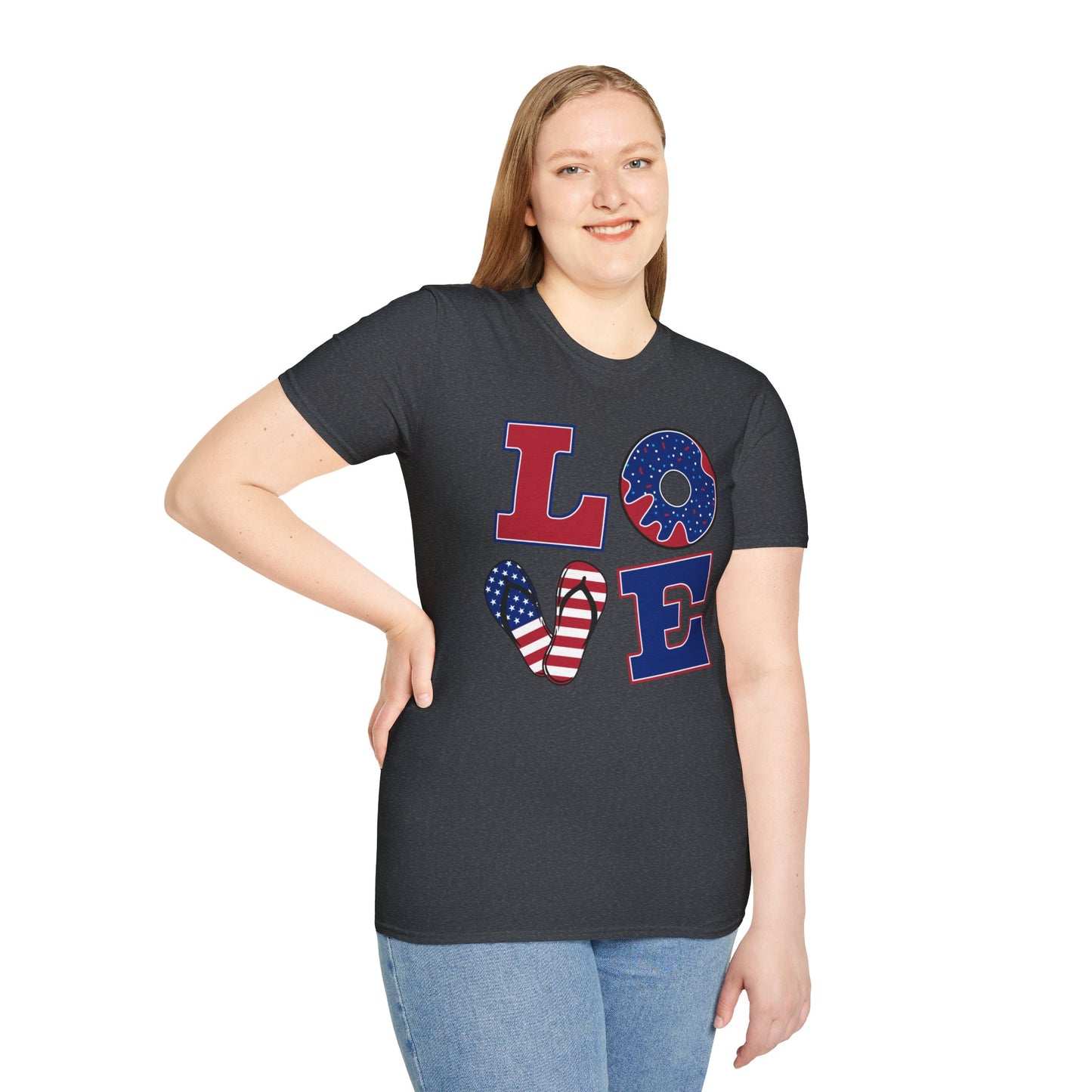 Unisex Love and USA Softstyle T-Shirt