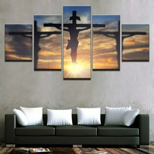 No Framed Canvas 5Pcs God Jesus Christ Cross Christian Virgin Mary Wall Art Posters Picture Paintings Home Decor Room Decoration