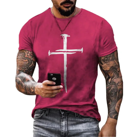 Christ Jesus Men's T-Shirt 3d Cross Print